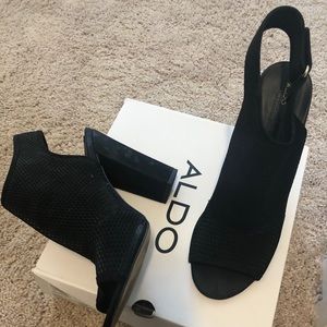 ALDO Black Peep Toe Heeled Booties